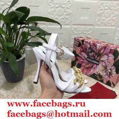 Dolce  &  Gabbana Heel 10.5cm Leather Chain Sandals White 2021